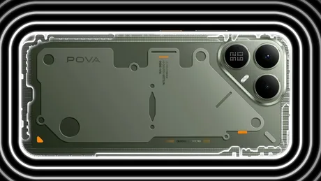 Design inovator cu un ecran LED pentru notificări pe telefonul Tecno Pova 8.