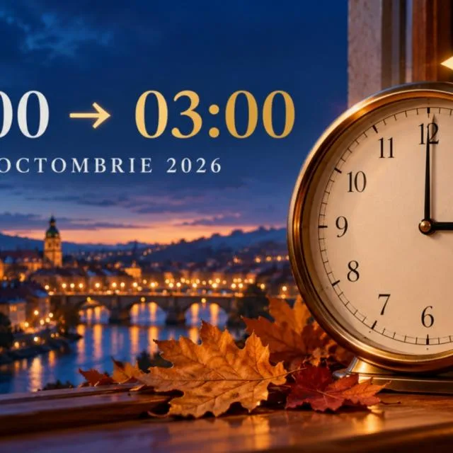 Ceasul arată ora 3:00 în noaptea de 25 octombrie 2026.