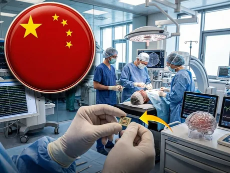 Cercetători efectuează o intervenție chirurgicală pentru implantarea unui cip cerebral în China.