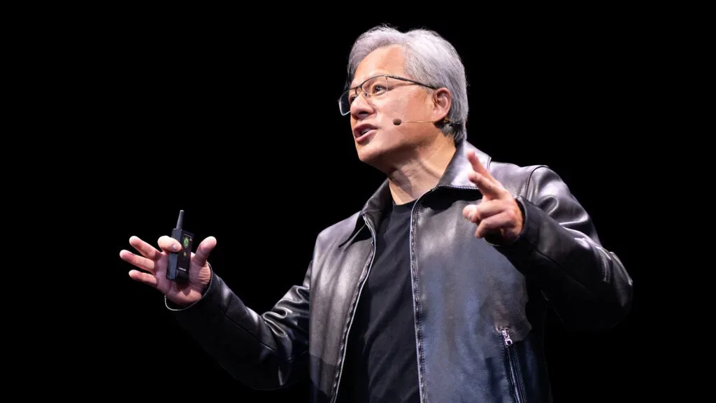 Jensen Huang vorbește despre inteligența artificială la summit.