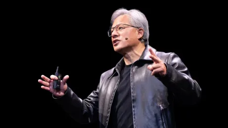 Jensen Huang vorbește despre inteligența artificială la summit.
