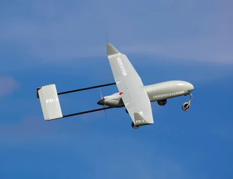 Dronă în zbor, utilizată pentru evacuare medicală.