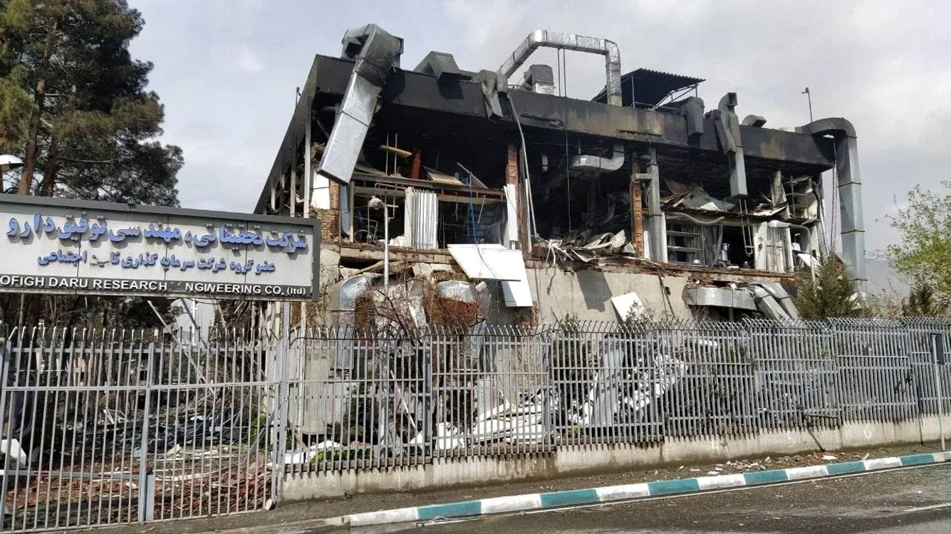 Clădire distrusă, suspectată de activități legate de arme chimice în Iran.