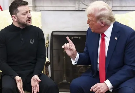 Donald Trump și Volodimir Zelenski discutând despre conflictul din Ucraina.