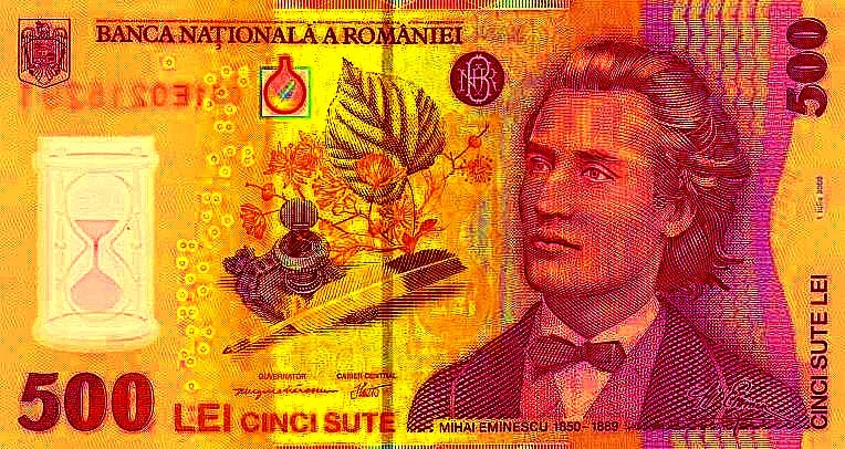 Bancnote românești cu simboluri culturale și istorice importante.