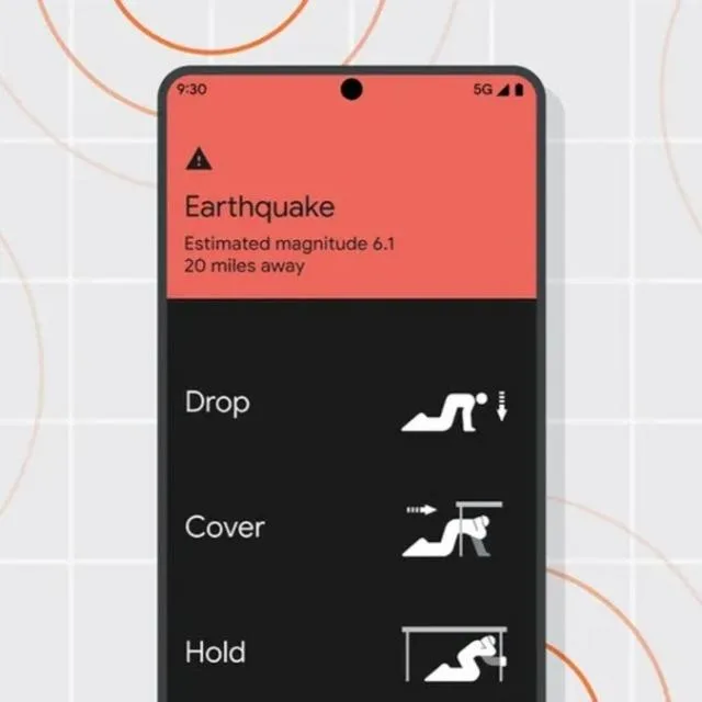 Notificare de alertă seismică pe un telefon Android.