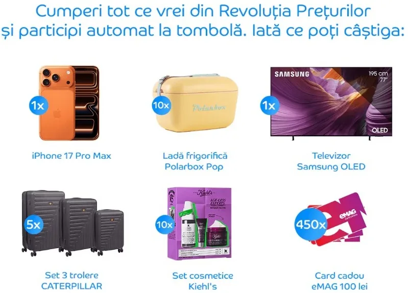 Produse variate disponibile în campania eMAG cu premii atractive.