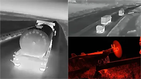Dronă Morrigan atacând autostrada R280, distrugând camioane și benzinării rusești.