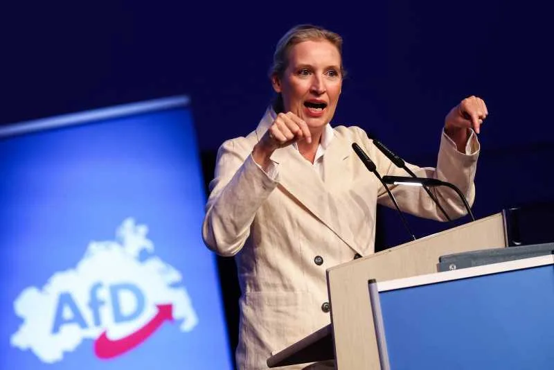 Alice Weidel vorbește la un eveniment politic, exprimându-și opiniile despre CDU.