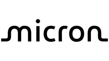 Logo-ul companiei Micron, simbolizând inovația în tehnologia memoriei.