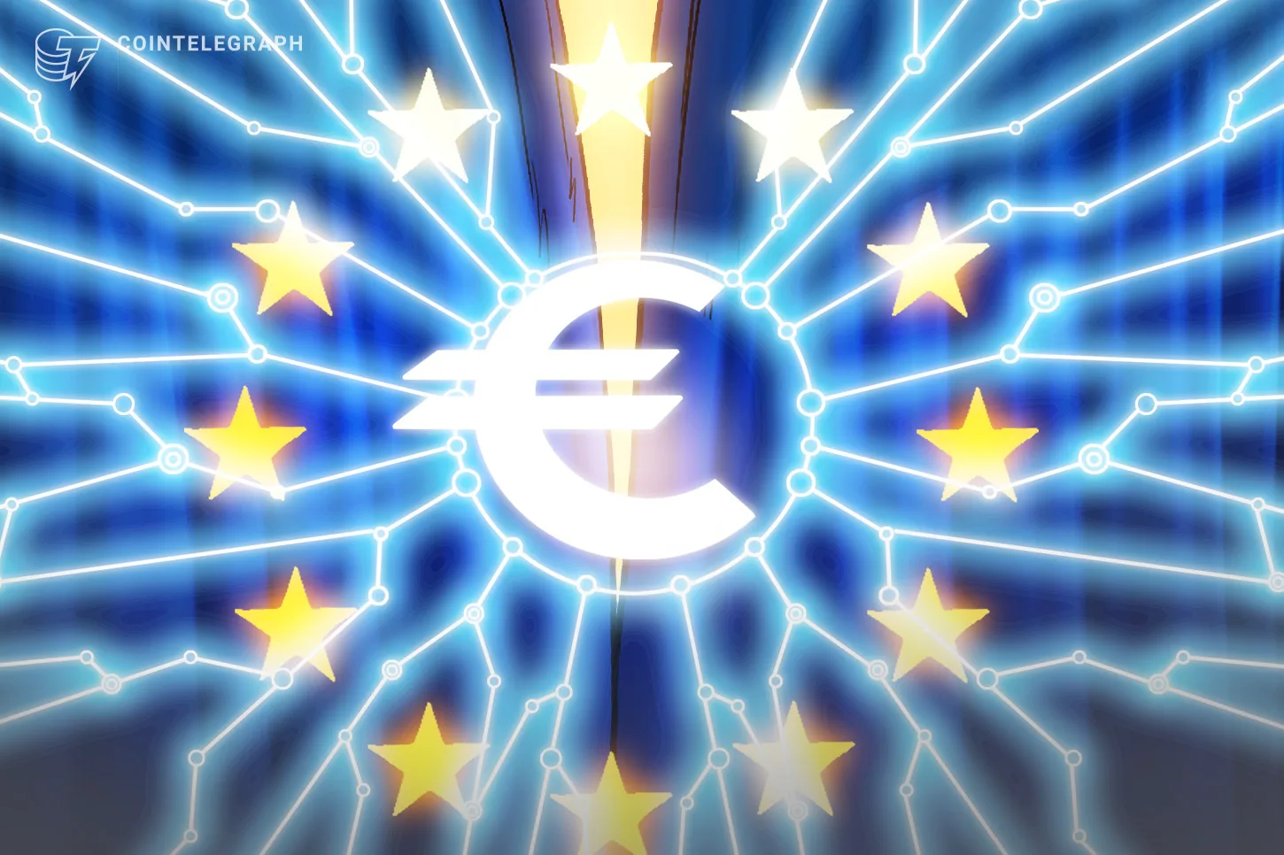 Simbolul euro înconjurat de stelele Uniunii Europene, reprezentând reglementările financiare.