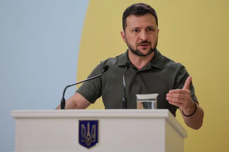 Volodimir Zelenski discutând despre disputa energetică din Uniunea Europeană.