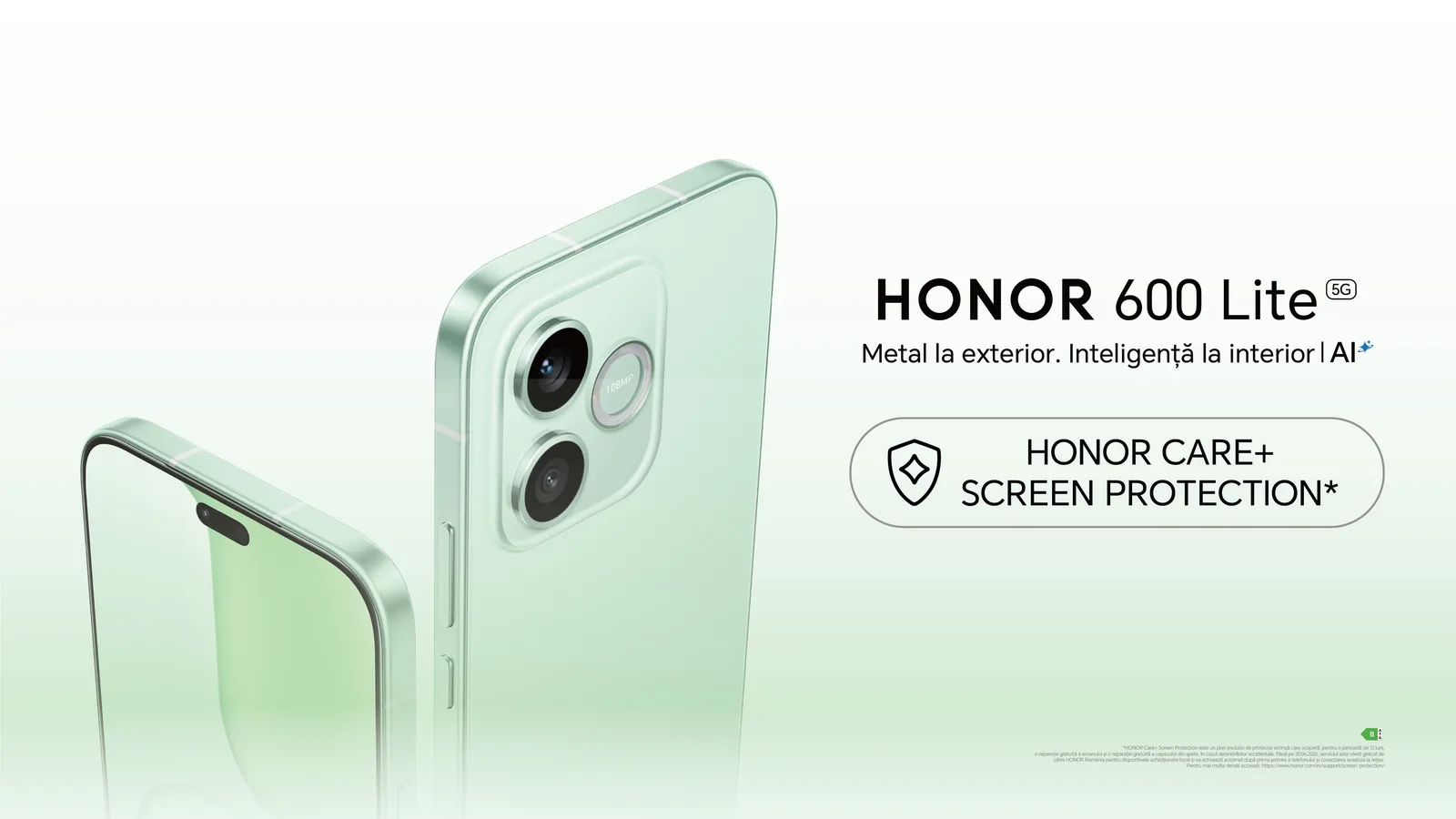 Smartphone HONOR 600 Lite cu design metalic și cameră de 108MP, disponibil în România.