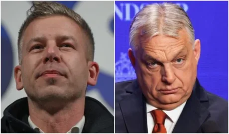 Peter Marki-Zay și Viktor Orbán la o întâlnire oficială.