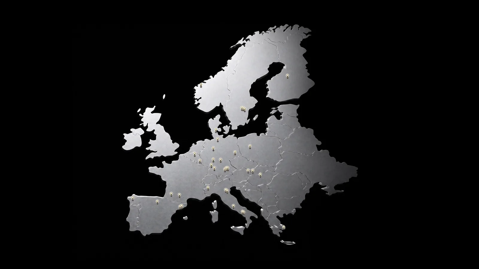 Hartă a Europei cu centre de supercalcul pentru AI.