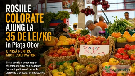 Roșiile colorate din Piața Obor atrag atenția cumpărătorilor prin gust și prezentare.