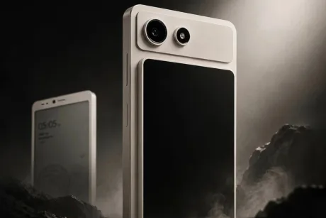 Telefonul Hisense A10 cu ecran E Ink și LCD color detașabil pentru utilizare versatilă.