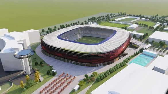 Vedere aeriană a noului stadion Dinamo în construcție.
