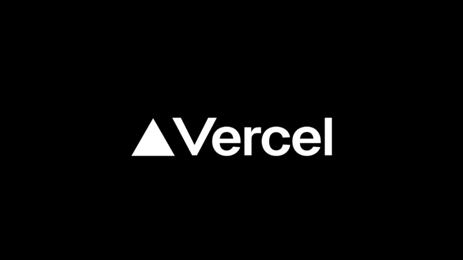 Logo-ul Vercel pe fundal negru, simbolizând platforma de dezvoltare.