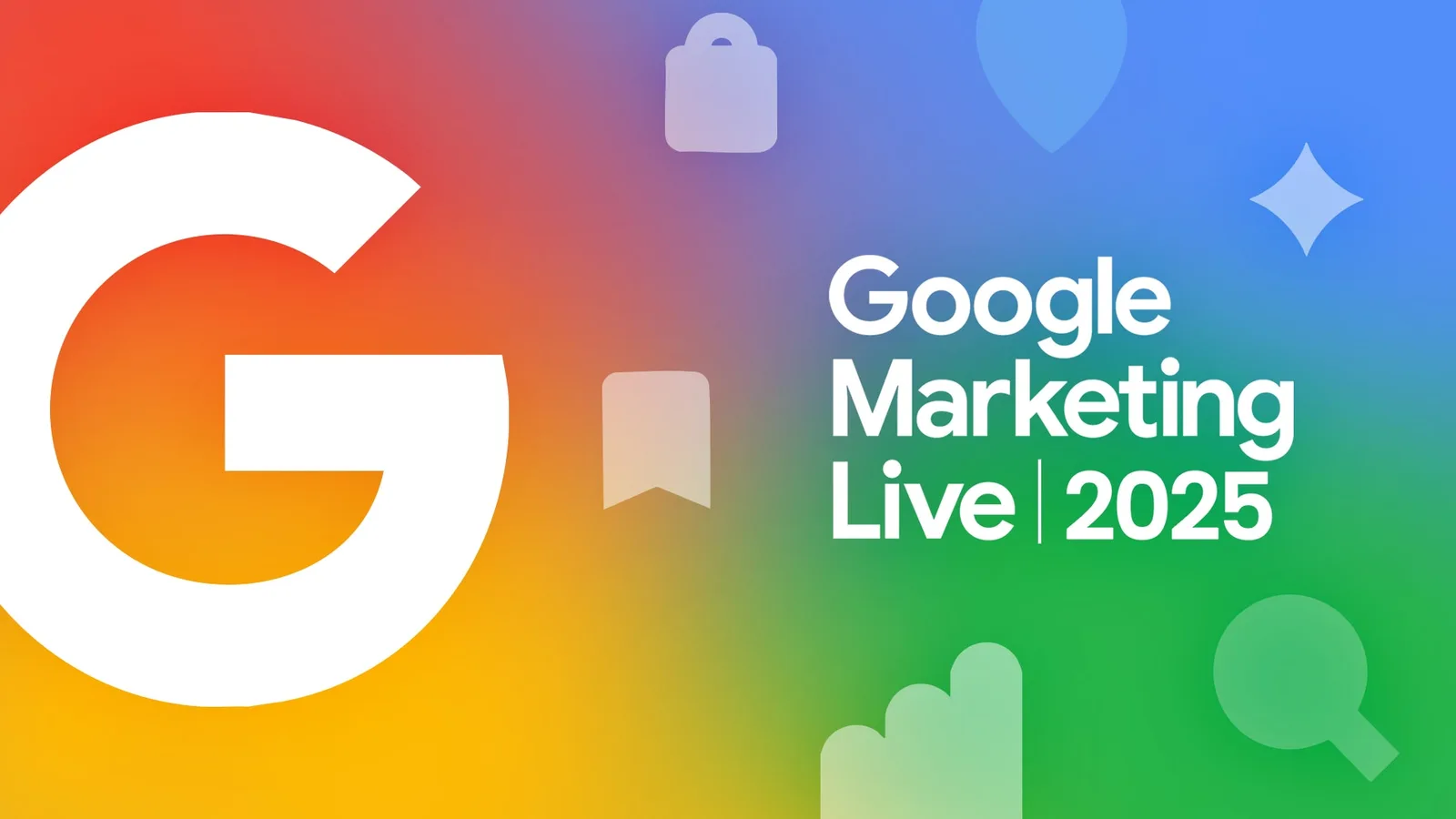 Logo Google Marketing Live pe un fundal colorat, simbolizând inovația în publicitate.