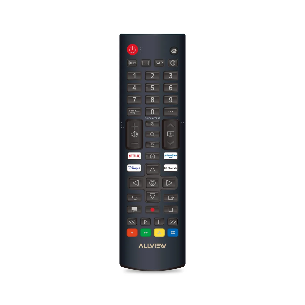 Telecomanda Allview pentru televizoare smart cu webOS.