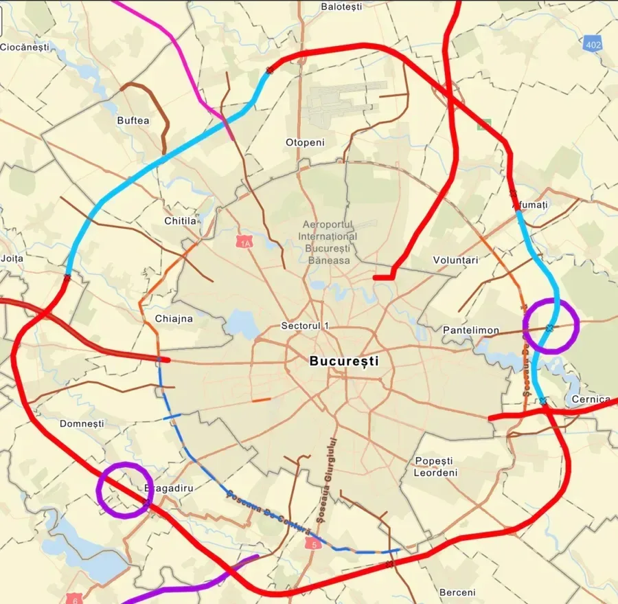 Lotul 3 al autostrăzii A0 Nord între Afumați și Pantelimon.