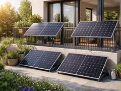 Panouri solare instalate pe o terasă, pregătite pentru captarea energiei solare.