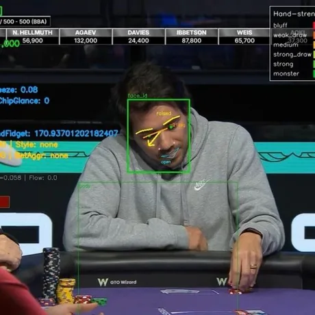 Analiza AI a expresiilor faciale în timpul jocului de poker.