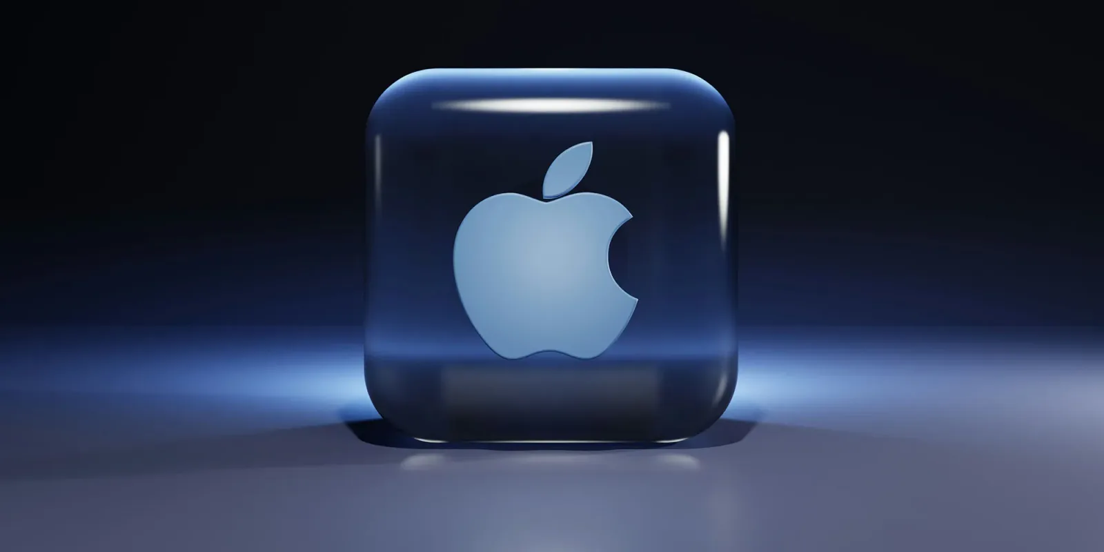 Logo Apple pe un fundal întunecat, simbolizând inovația tehnologică.