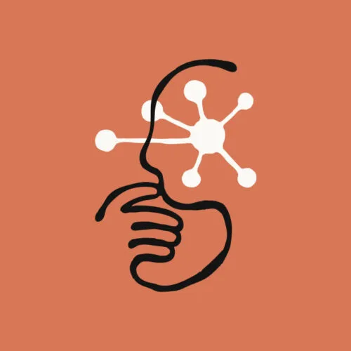 Logo stilizat reprezentând un agent automatizat și interacțiunea umană.
