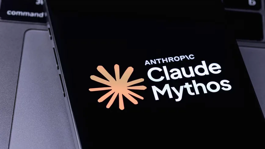 Logo-ul Anthropic pentru Mythos Preview pe un fundal întunecat.