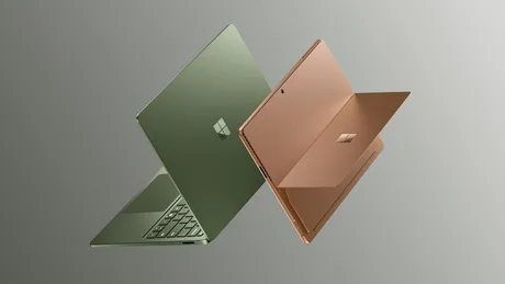 Noile laptopuri Surface Pro și Surface Laptop în culori variate.
