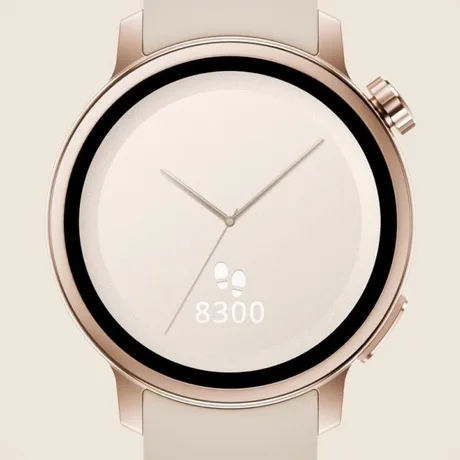 Ceas inteligent cu design elegant, monitorizând activitatea fizică și aportul caloric.
