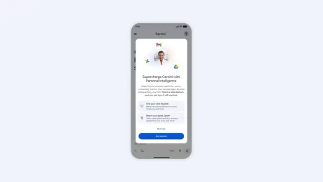 Interfața aplicației Gemini pe un telefon mobil.