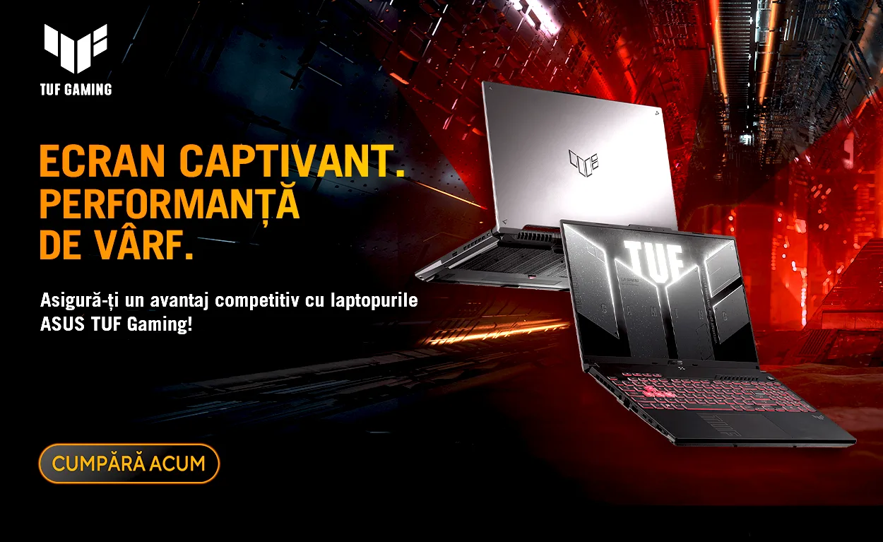 Laptopuri ASUS TUF cu performanțe excelente pentru gaming la prețuri reduse.
