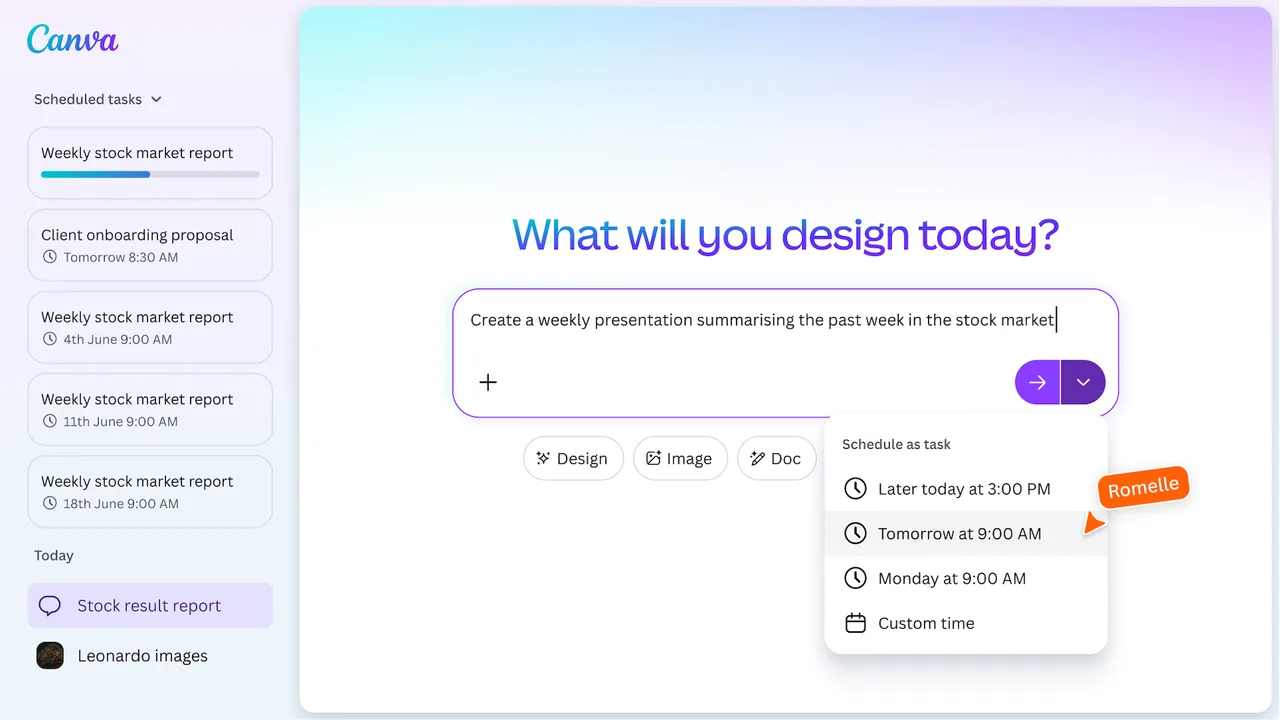 Noua funcție de programare autonomă din Canva îmbunătățește eficiența echipelor.