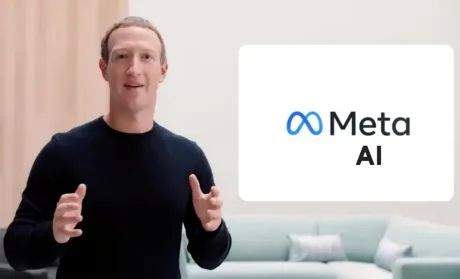 Mark Zuckerberg prezentând inițiativele Meta în inteligența artificială.