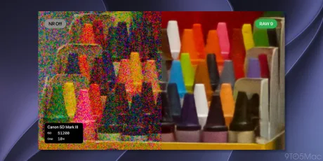 Compararea detaliilor între fișierele RAW 8 și RAW 9.