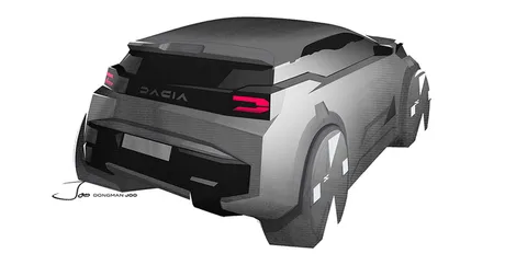 Schița conceptului noului model Dacia Spring, cu un design inovator și modern.