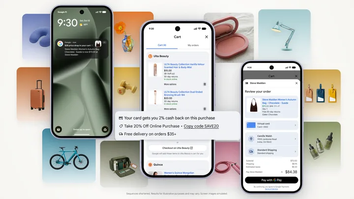 Coș de cumpărături Google cu produse diverse și oferte atractive.