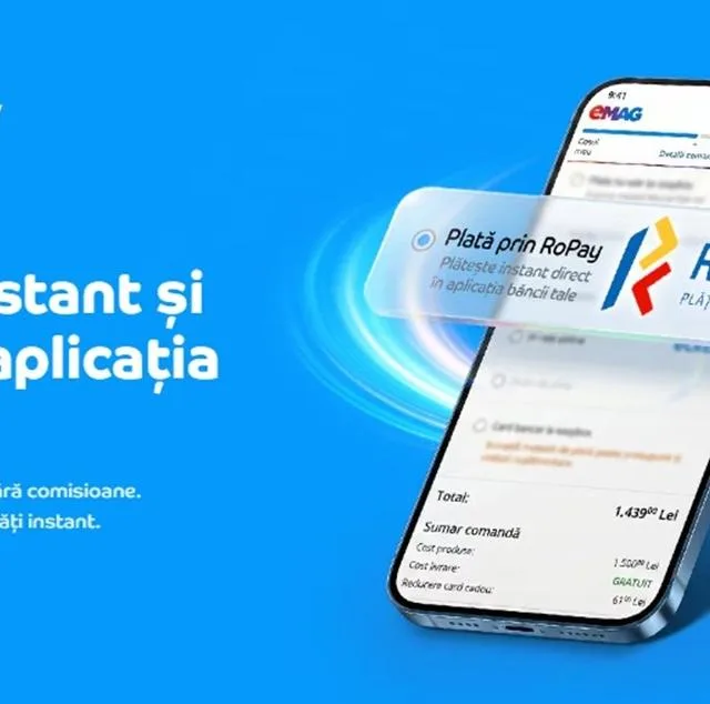 Noua metodă RoPay permite plăți rapide și sigure prin aplicația băncii.