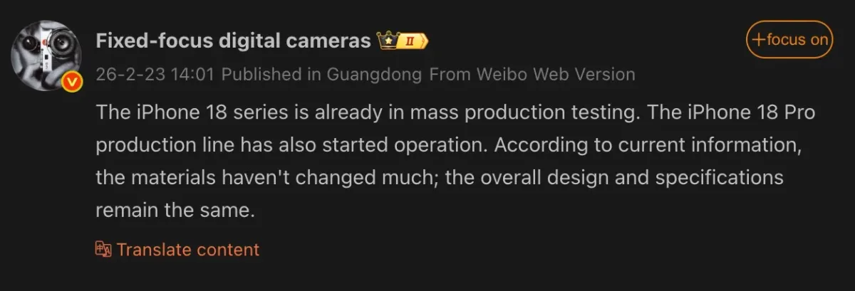 Trei modele de iPhone 18 Pro în culori variate, pregătite pentru testare.