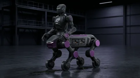 Robot centaur cu roți și picioare, destinat intervențiilor de urgență și inspecțiilor autonome.