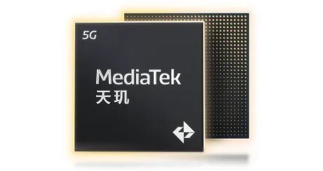 Cip MediaTek pentru smartphone-uri, evidențiind tehnologia avansată 5G.