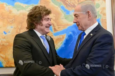 Netanyahu și Milei zâmbesc în timpul întâlnirii la ONU.