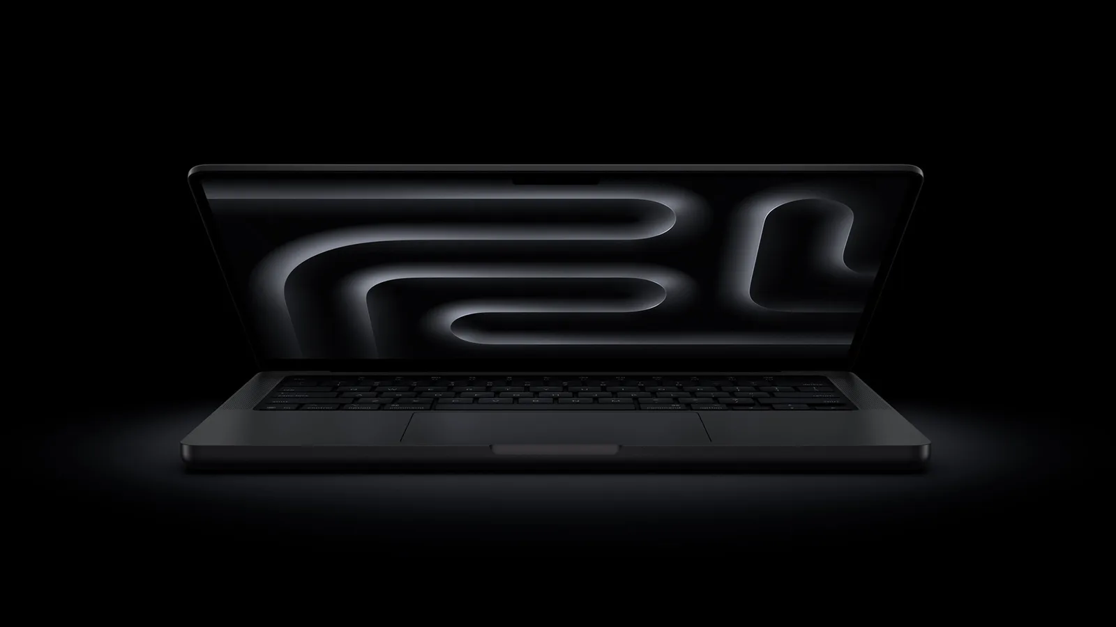 Laptop Apple MacBook Pro cu un design elegant, pe fundal întunecat.