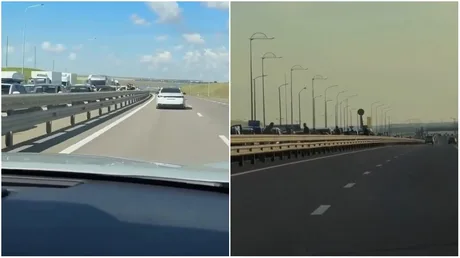 Coadă lungă de mașini pe Podul Crimeei, timpi de așteptare mari din cauza atacurilor.