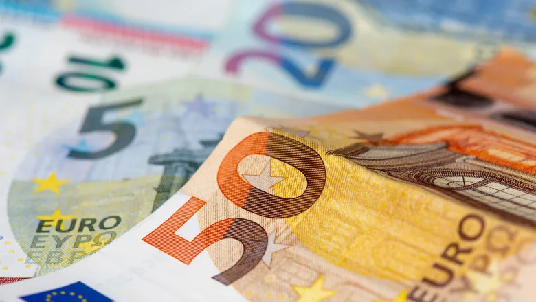 Bancnote euro în diverse denominații, simbolizând adoptarea monedei unice.