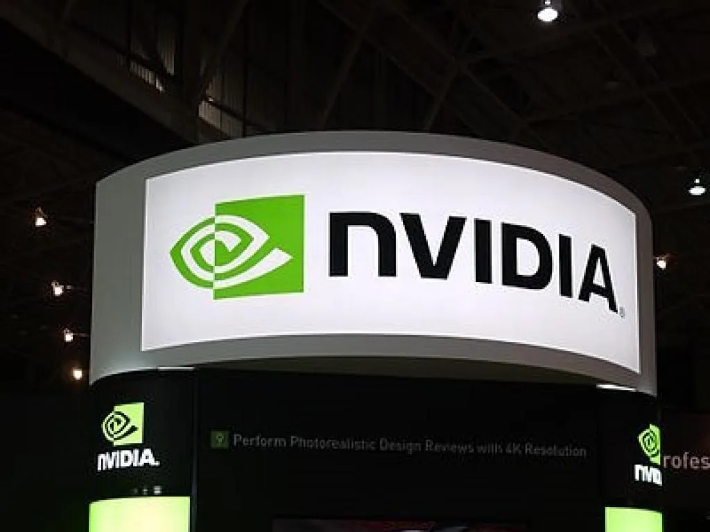 Logo-ul Nvidia expus la un eveniment tehnologic important.