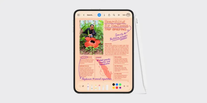 iPhone Duo cu suport pentru Apple Pencil, utilizat pentru notițe și desen.